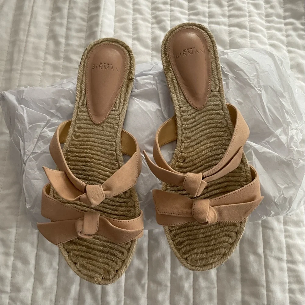 Alexandre Birman Nude Pink Espadrille Knot Slide Sandals